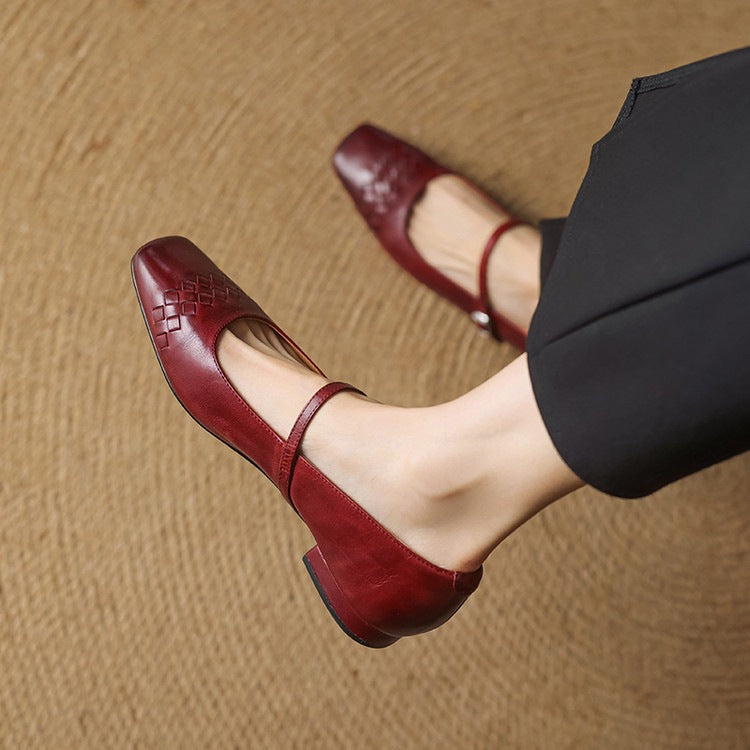 Thalia Square-Toe Mary Jane Flats
