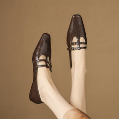 Lotte Brogue Double-Strap Mary Jane Flats