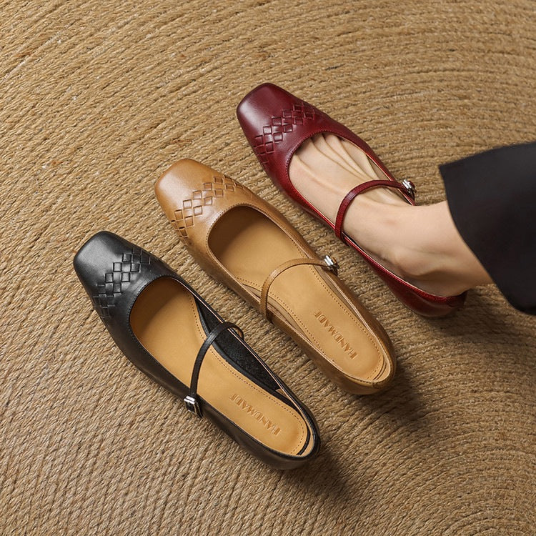 Thalia Square-Toe Mary Jane Flats