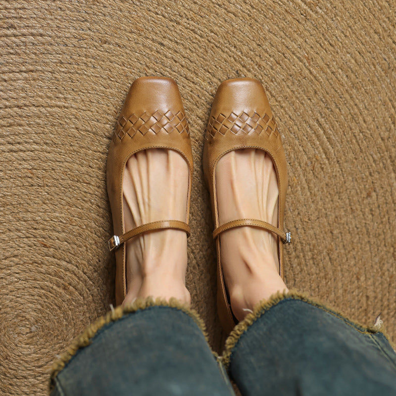 Thalia Square-Toe Mary Jane Flats