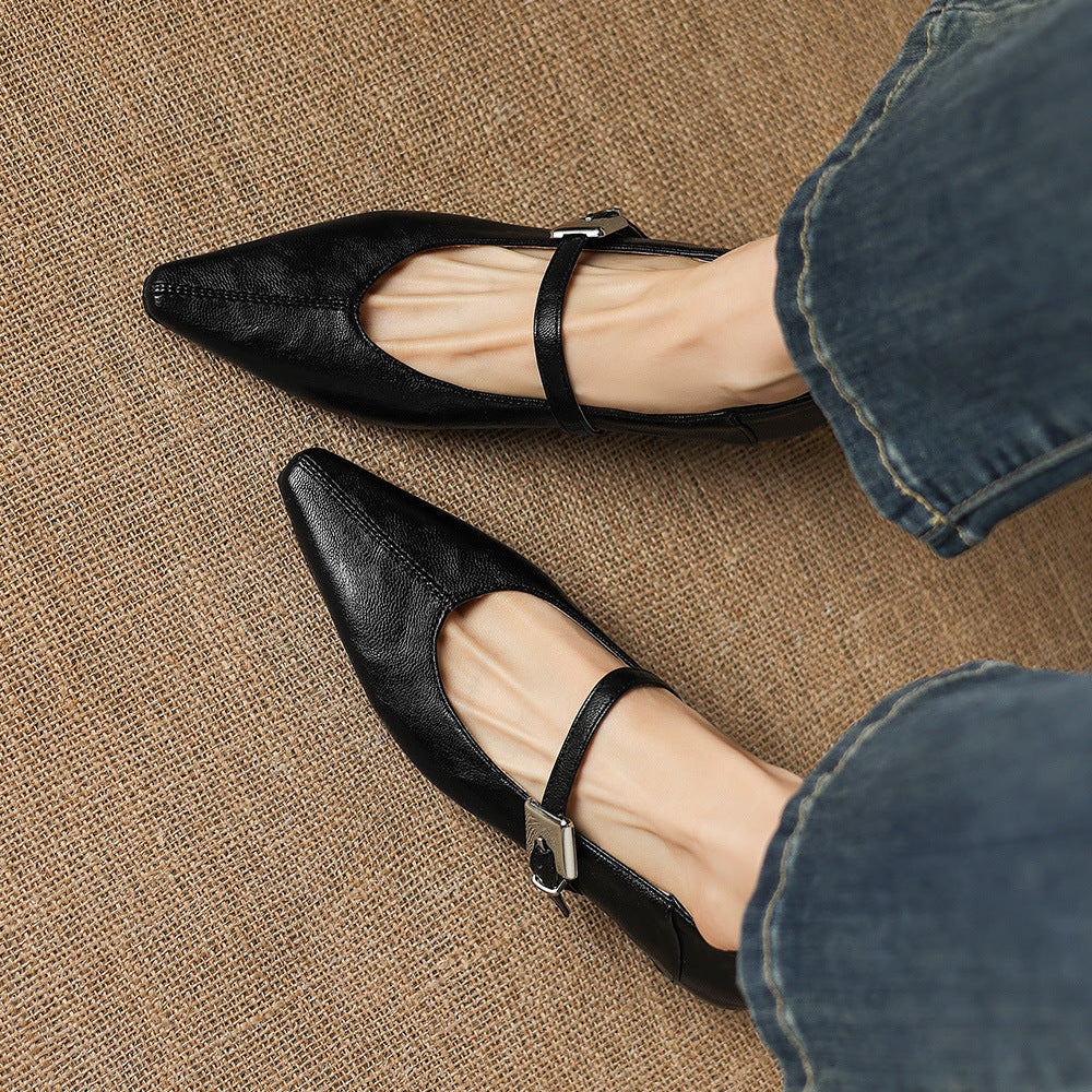 Ulla Pointed-Toe Mary Jane Flats
