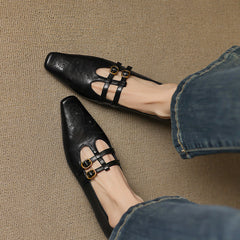 Lotte Brogue Double-Strap Mary Jane Flats