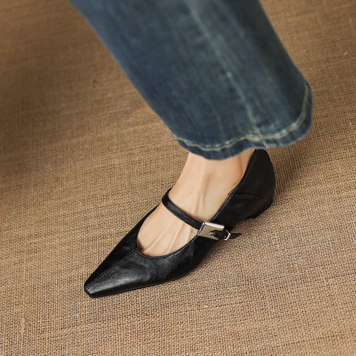 Ulla Pointed-Toe Mary Jane Flats