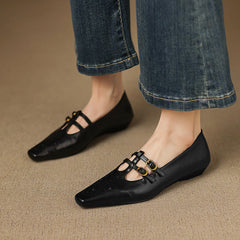 Lotte Brogue Double-Strap Mary Jane Flats