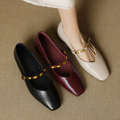 Edmee Square-Toe Mary Jane Flats