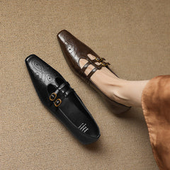 Lotte Brogue Double-Strap Mary Jane Flats