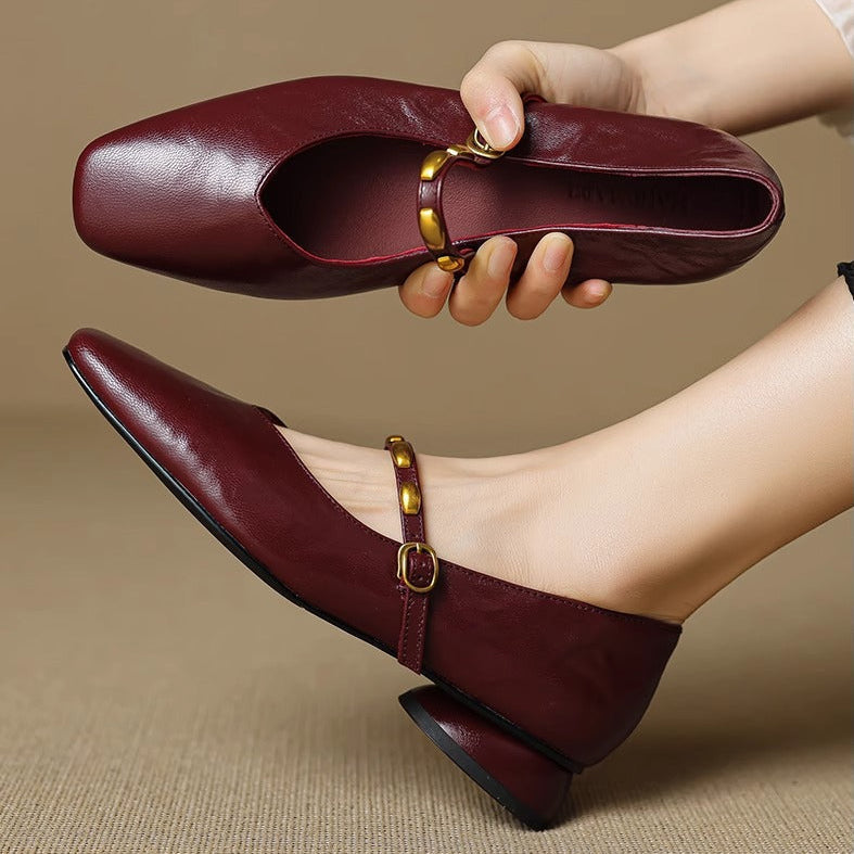 Edmee Square-Toe Mary Jane Flats