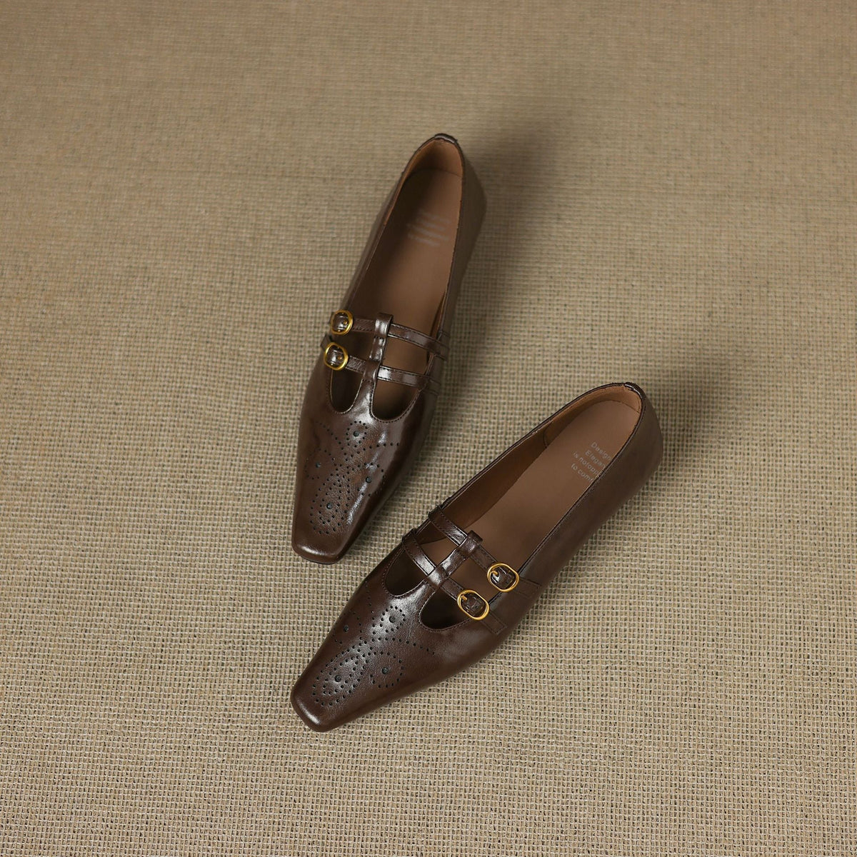 Lotte Brogue Double-Strap Mary Jane Flats