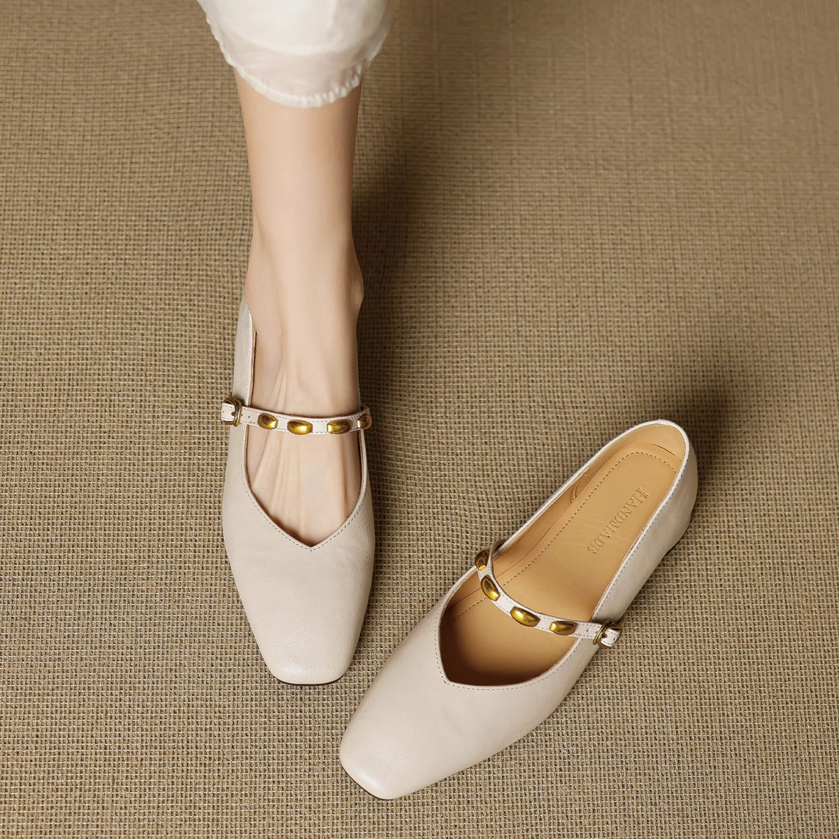 Edmee Square-Toe Mary Jane Flats