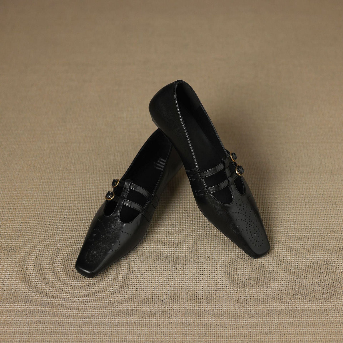 Lotte Brogue Double-Strap Mary Jane Flats