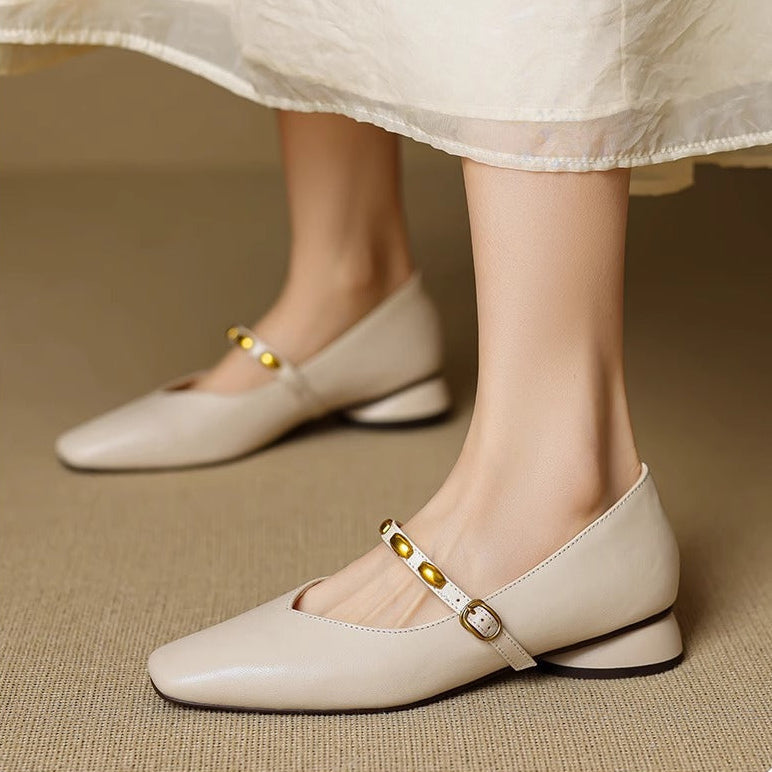 Edmee Square-Toe Mary Jane Flats