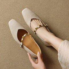 Edmee Square-Toe Mary Jane Flats