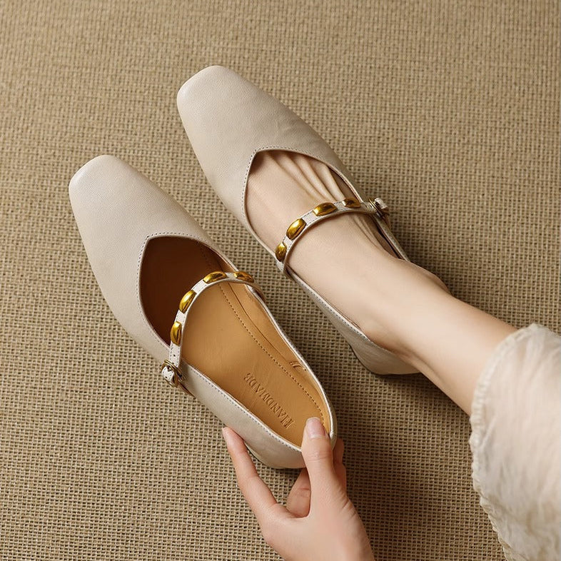 Edmee Square-Toe Mary Jane Flats