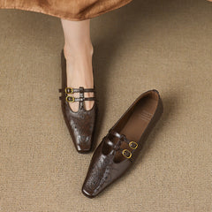 Lotte Brogue Double-Strap Mary Jane Flats