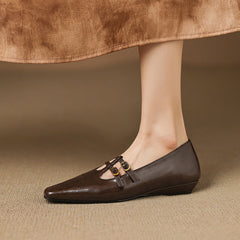 Lotte Brogue Double-Strap Mary Jane Flats