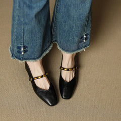 Edmee Square-Toe Mary Jane Flats