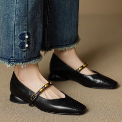 Edmee Square-Toe Mary Jane Flats