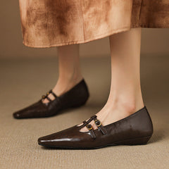 Lotte Brogue Double-Strap Mary Jane Flats