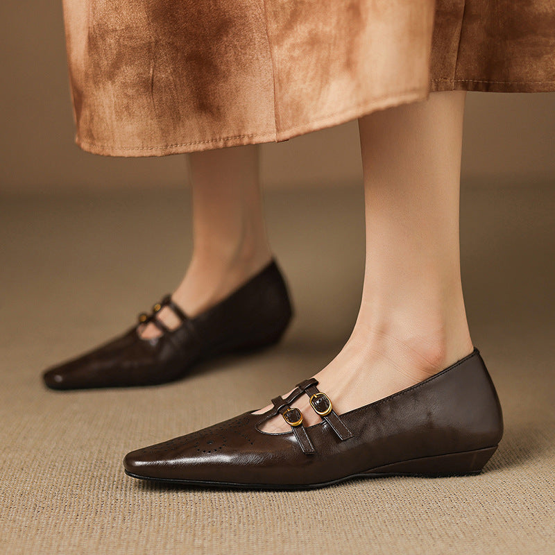 Lotte Brogue Double-Strap Mary Jane Flats