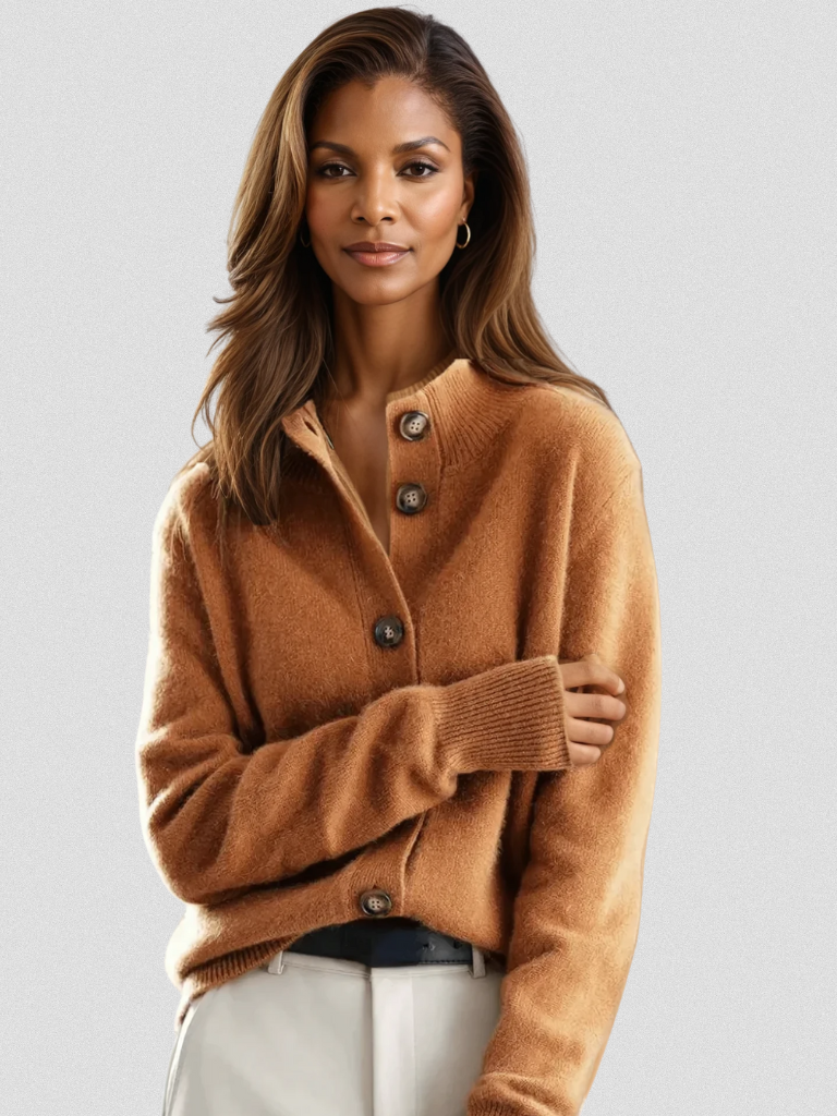 Sofia | Stand-Collar Button Cardigan