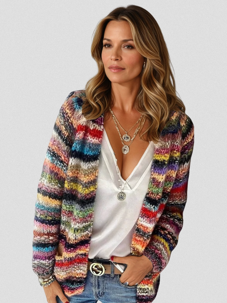 Isa | Multicolor Striped Knit Cardigan