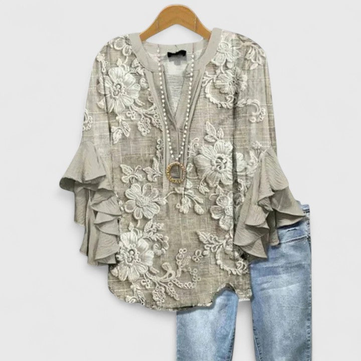 Althea | Ruffle Sleeve Floral Blouse
