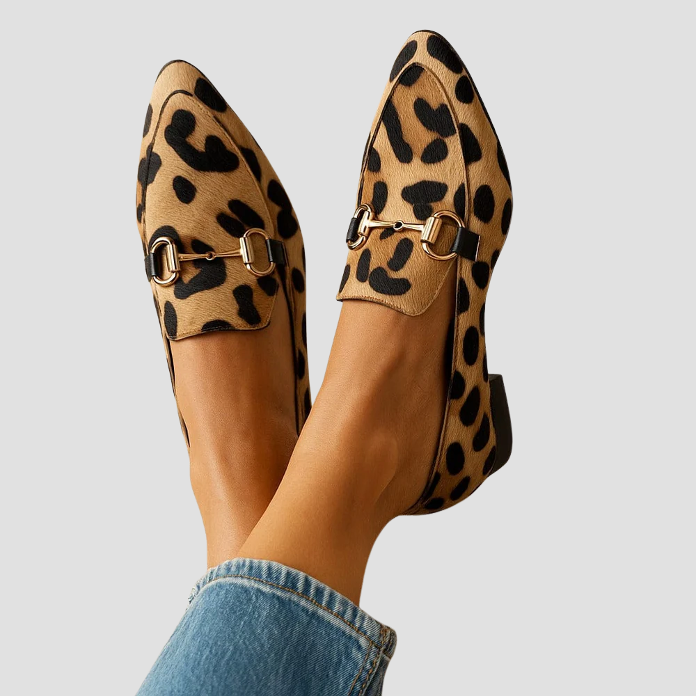 Greer leopard horsebit pointed loafers in Leopard