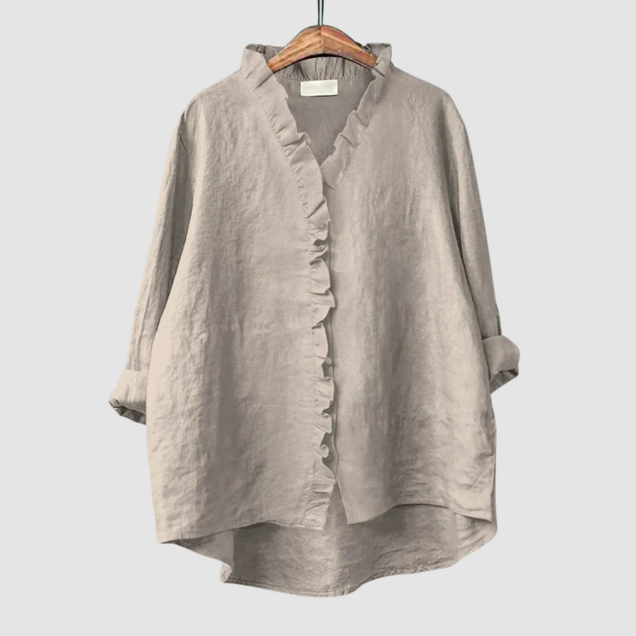 Amélie | Ruffle V-Neck High-Low Blouse