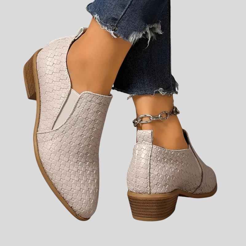 Tamsin braided block heel ankle boots detail