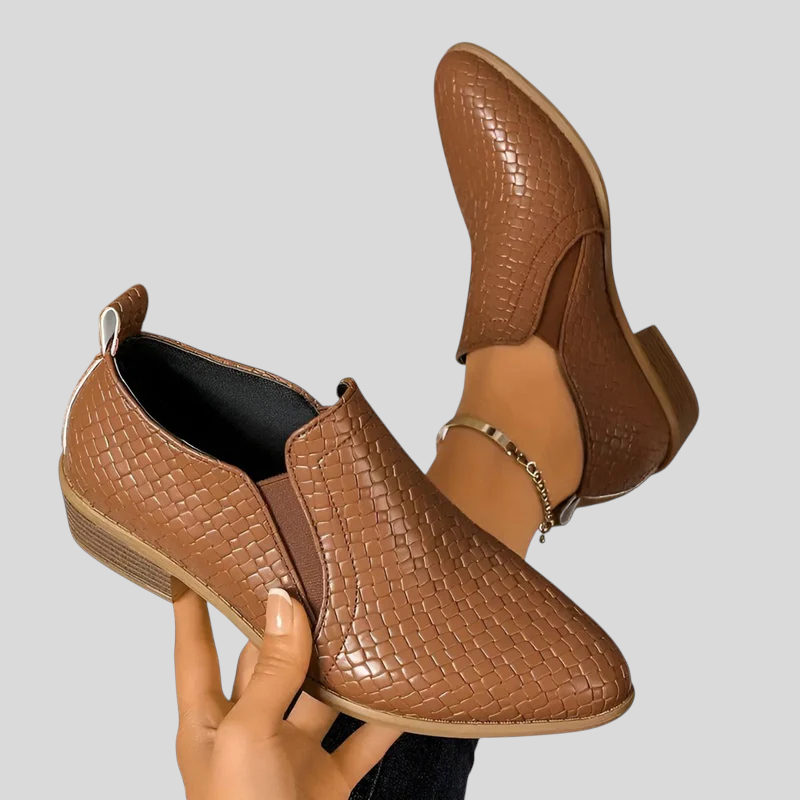 Tamsin braided block heel ankle boots detail