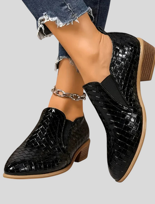 Tamsin braided block heel ankle boots in Black