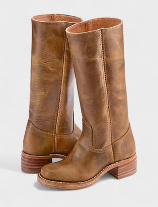 Hollis Leather Tall Boots in Light Brown