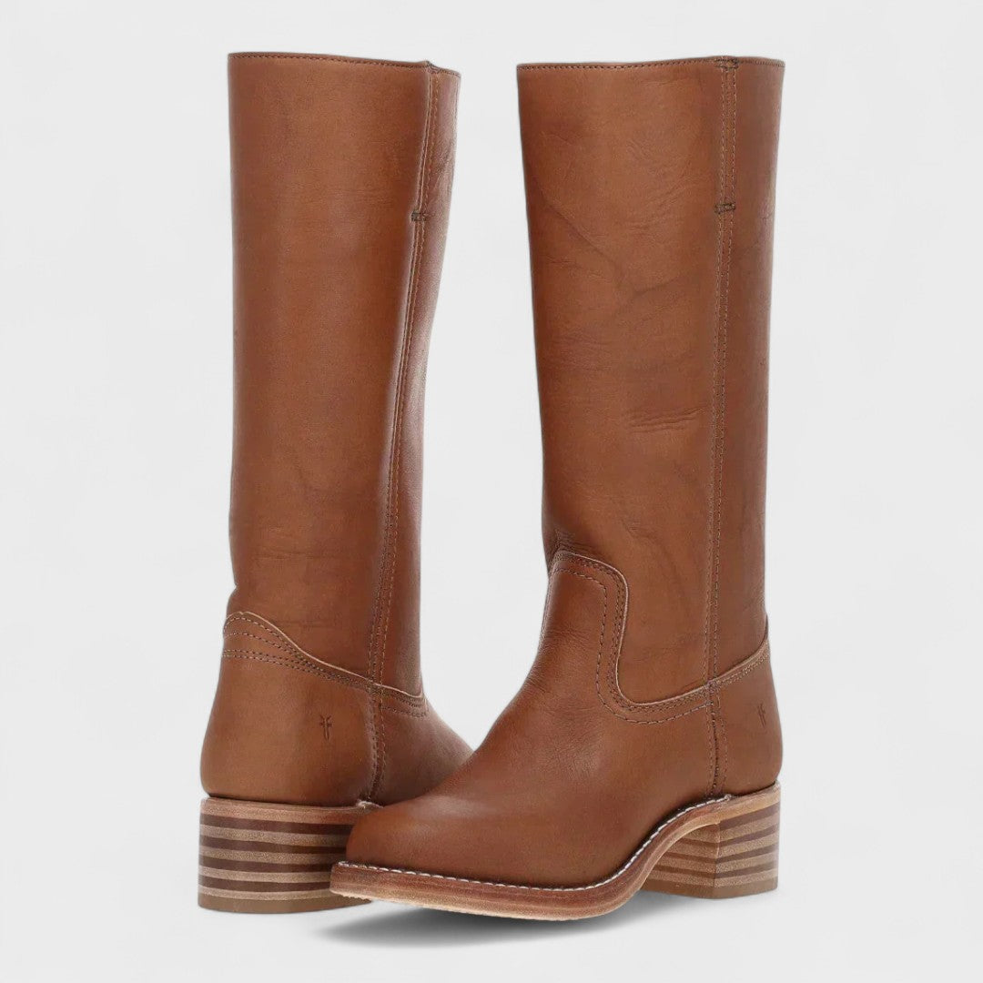 Hollis Leather Tall Boots in Brown