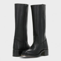 Hollis Leather Tall Boots in Black