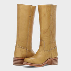 Hollis Leather Tall Boots in Yellow
