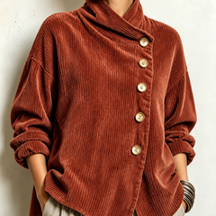 Gwyneth corduroy top in Terracotta
