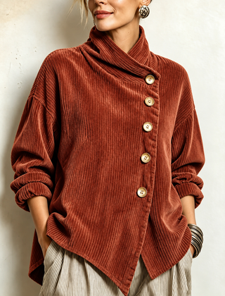 Gwyneth corduroy top in Terracotta