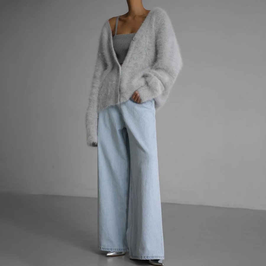 Lumia | Fuzzy V-Neck Oversized Cardigan