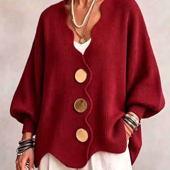 Dagny loose button knit cardigan in Red