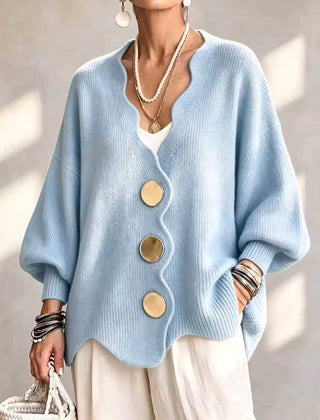 Dagny loose button knit cardigan in Light Blue