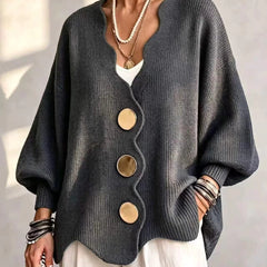 Dagny loose button knit cardigan in Dark Gray