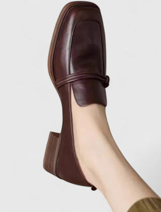 Odelle square-toe strap loafers in Brown