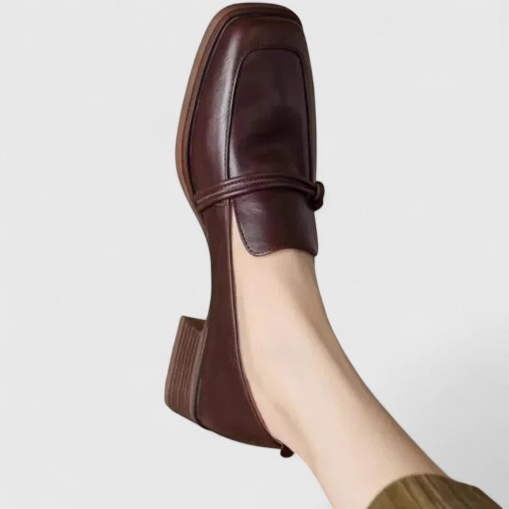 Odelle square-toe strap loafers in Brown