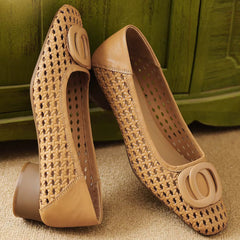 Rosemary woven buckle shoes in Caramel