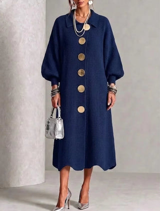 Vada relaxed button-down maxi dress in Navy Blue