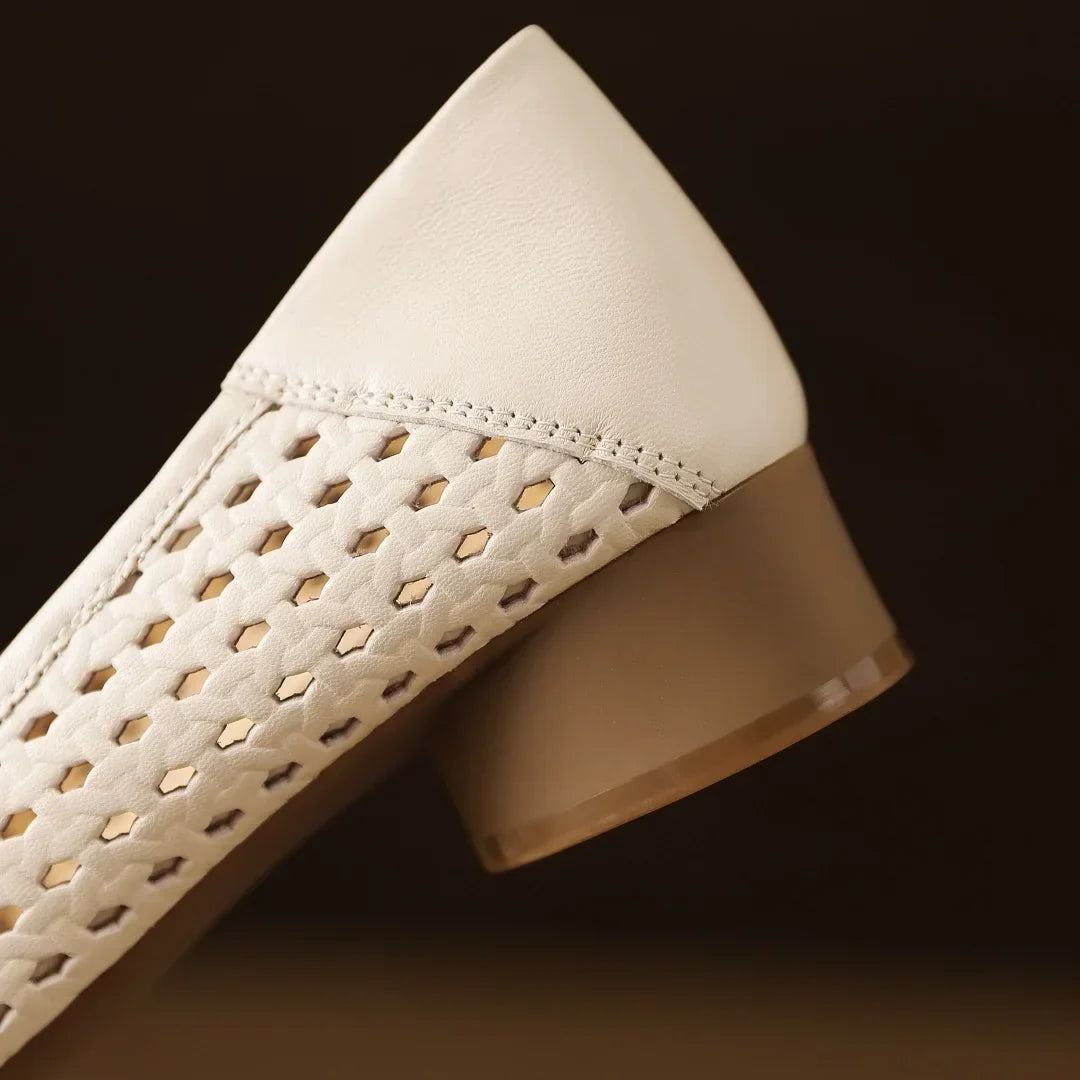 Rosemary woven buckle shoes heel detail