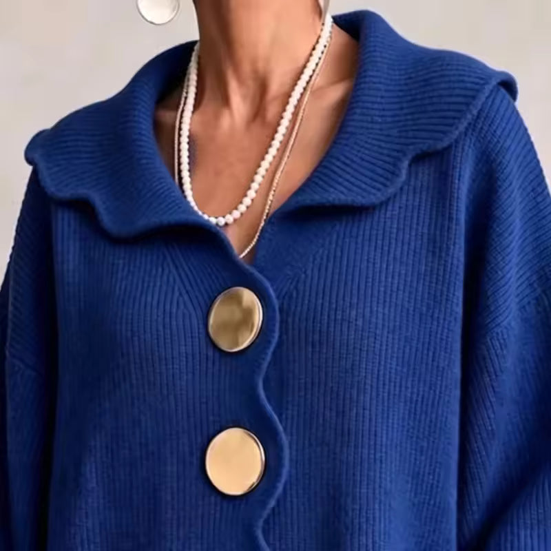 Ottilie ribbed knit button cardigan front