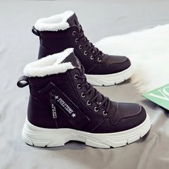 Fallon Plush-Lined Lace-Up Winter Boots in Black
