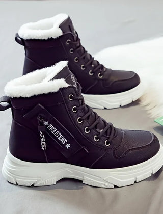 Fallon Plush-Lined Lace-Up Winter Boots in Black