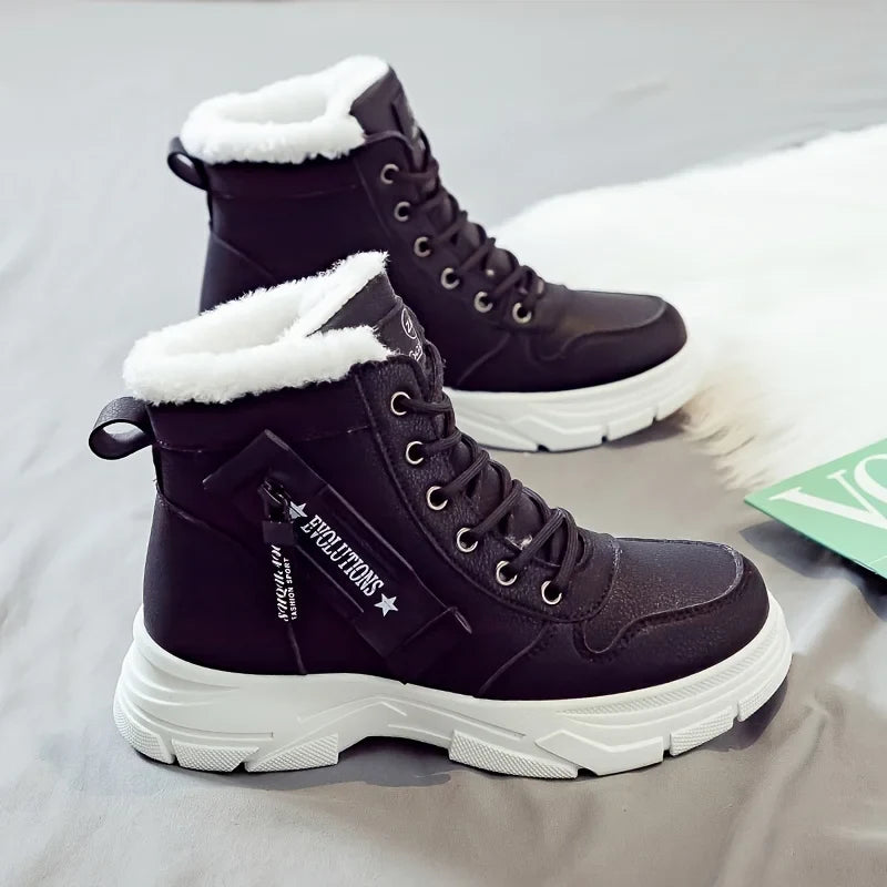Fallon Plush-Lined Lace-Up Winter Boots in Black
